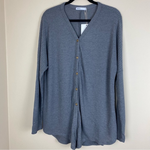 NWT Front Knot Tie Drop shoulder Sweater Blouse top Large - Picture 3 of 7